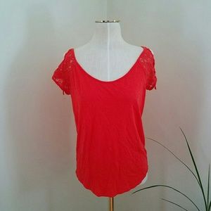 American Eagle cold shoulder red top